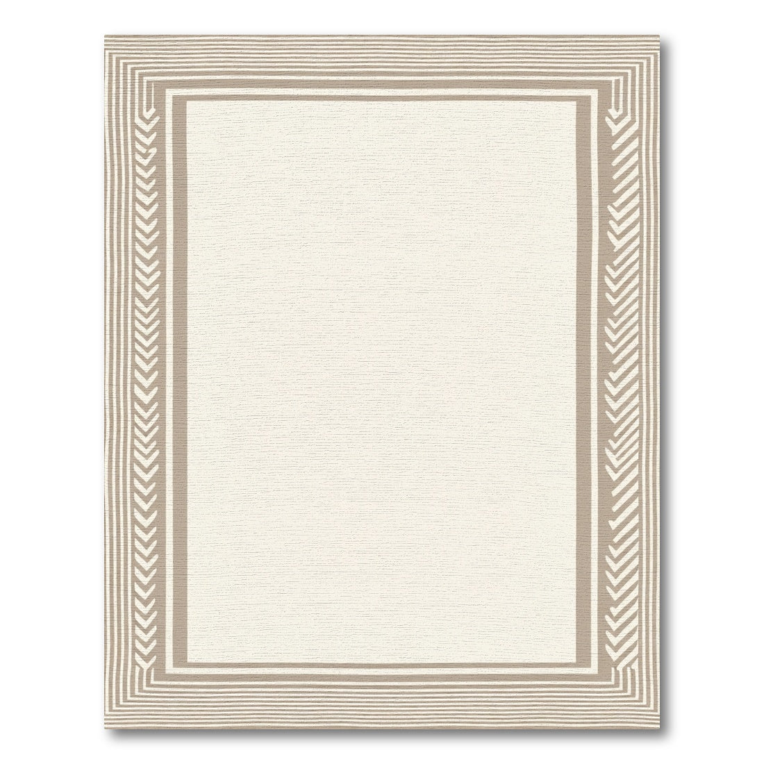 Taupe Contemporary Geometric Border Rug