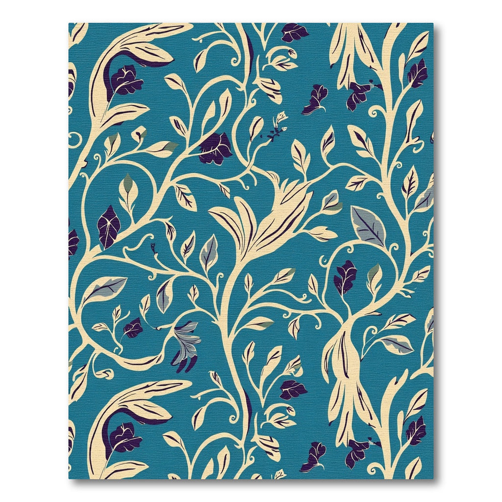 Turquoise Ivory Floral Vine Swirls Rug