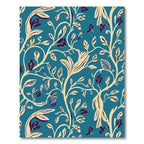 Turquoise Ivory Floral Vine Swirls Rug