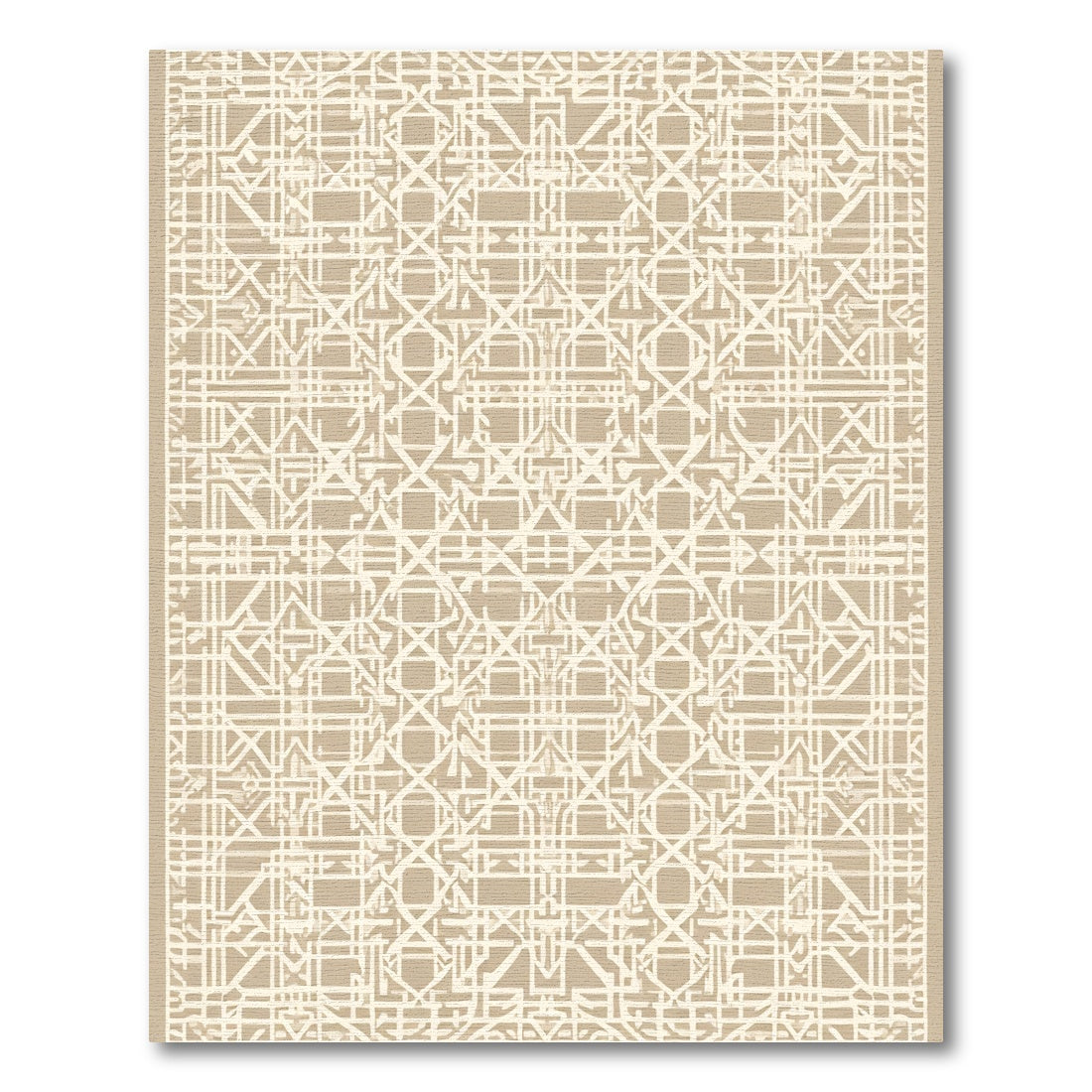Neutral Beige Interlocking Weave Layout Rug