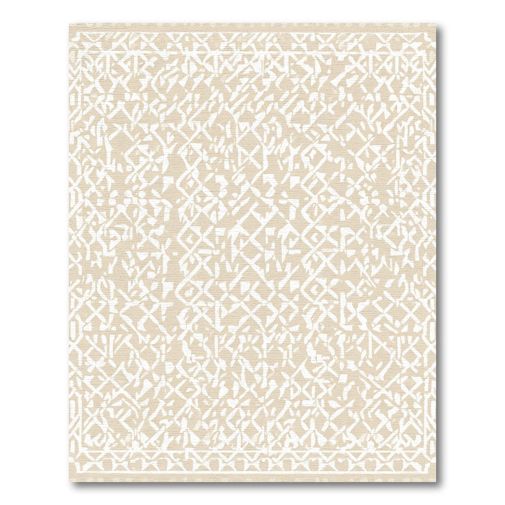 Cracked White Tan Lattice Rug