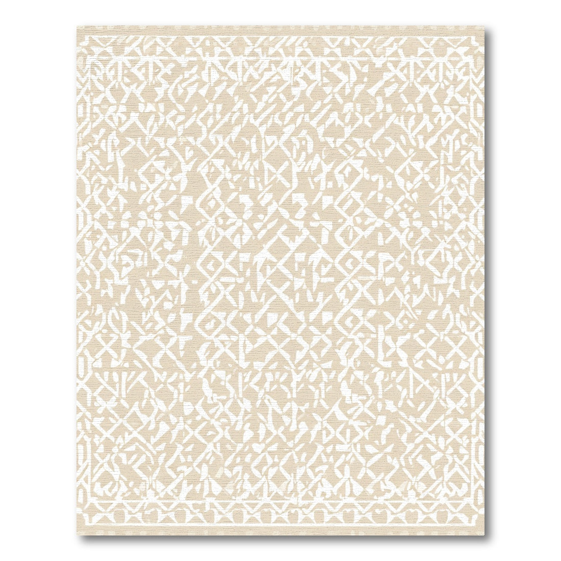 Cracked White Tan Lattice Rug