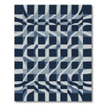 Deep Blue Optical Illusion Squares Rug
