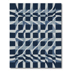 Deep Blue Optical Illusion Squares Rug