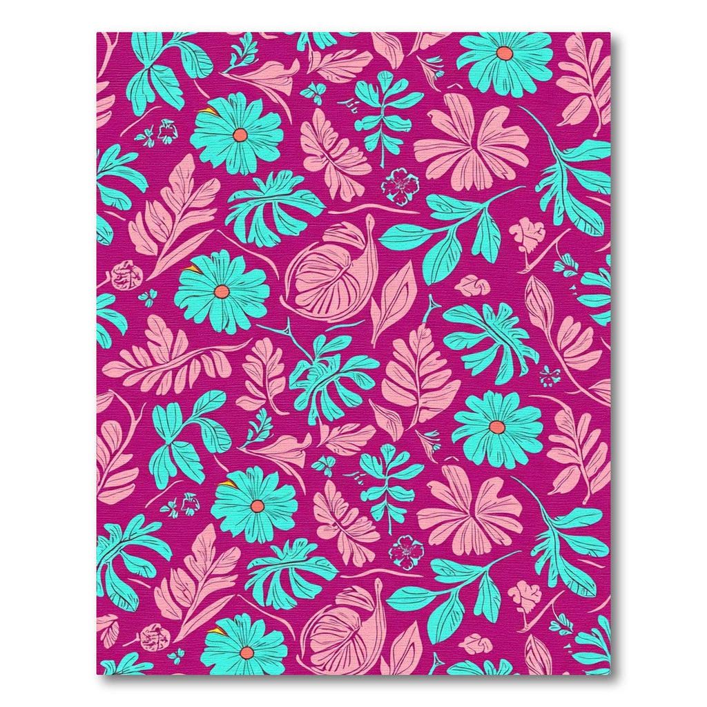 Vibrant Fuchsia Floral Leaf Medley Rug