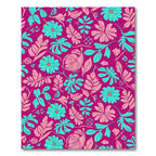 Vibrant Fuchsia Floral Leaf Medley Rug