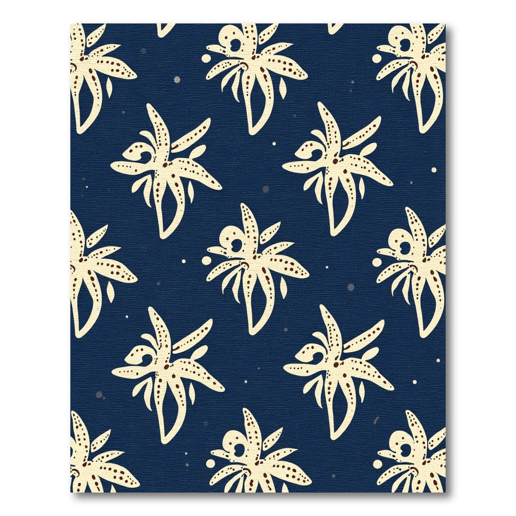 Cream Orchid Navy Background Repeat Rug