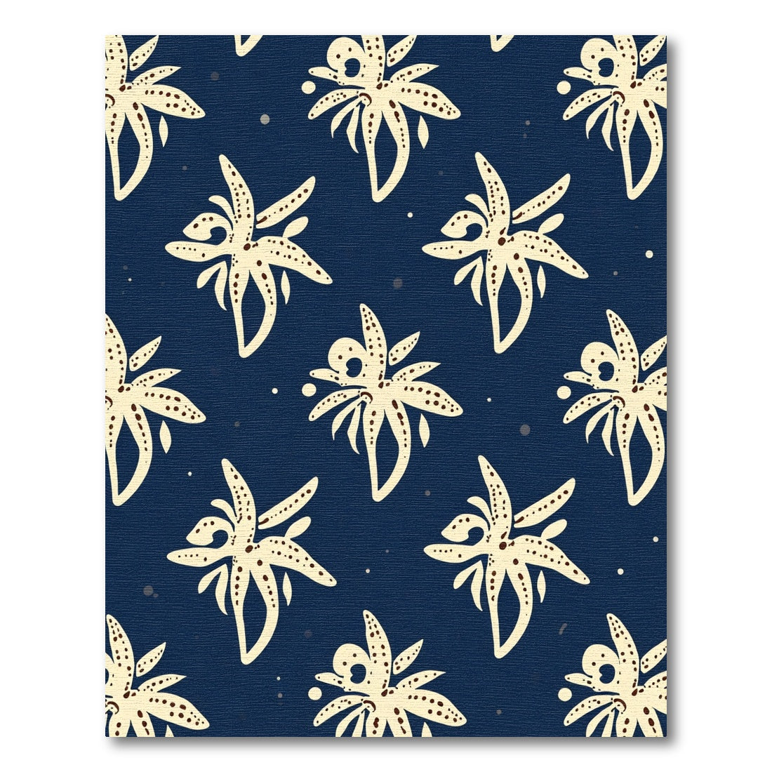 Cream Orchid Navy Background Repeat Rug