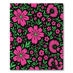 Vibrant Pink Floral Garden Black Rug