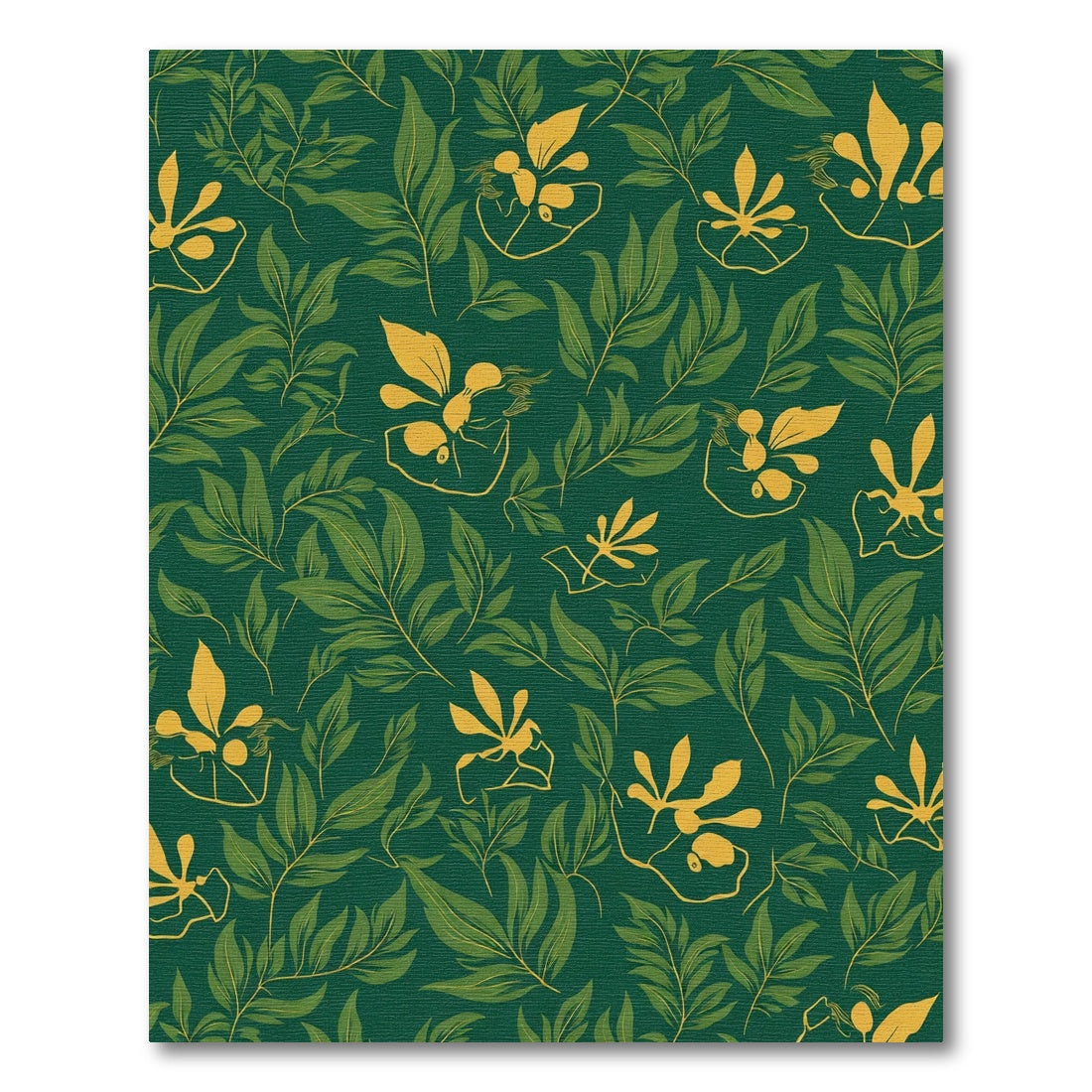 Emerald Green Outline Floral Vines Rug