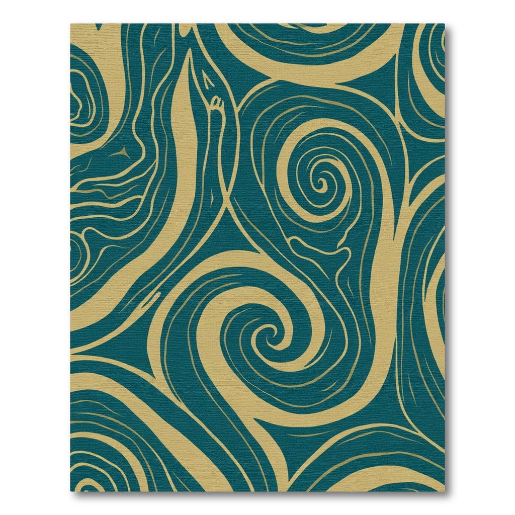 Teal and Gold Swirling Lines Rug