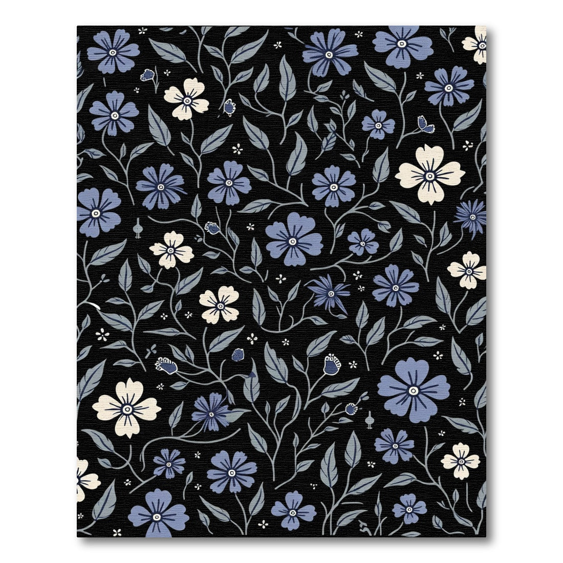 Midnight Garden Floral Swirl Rug