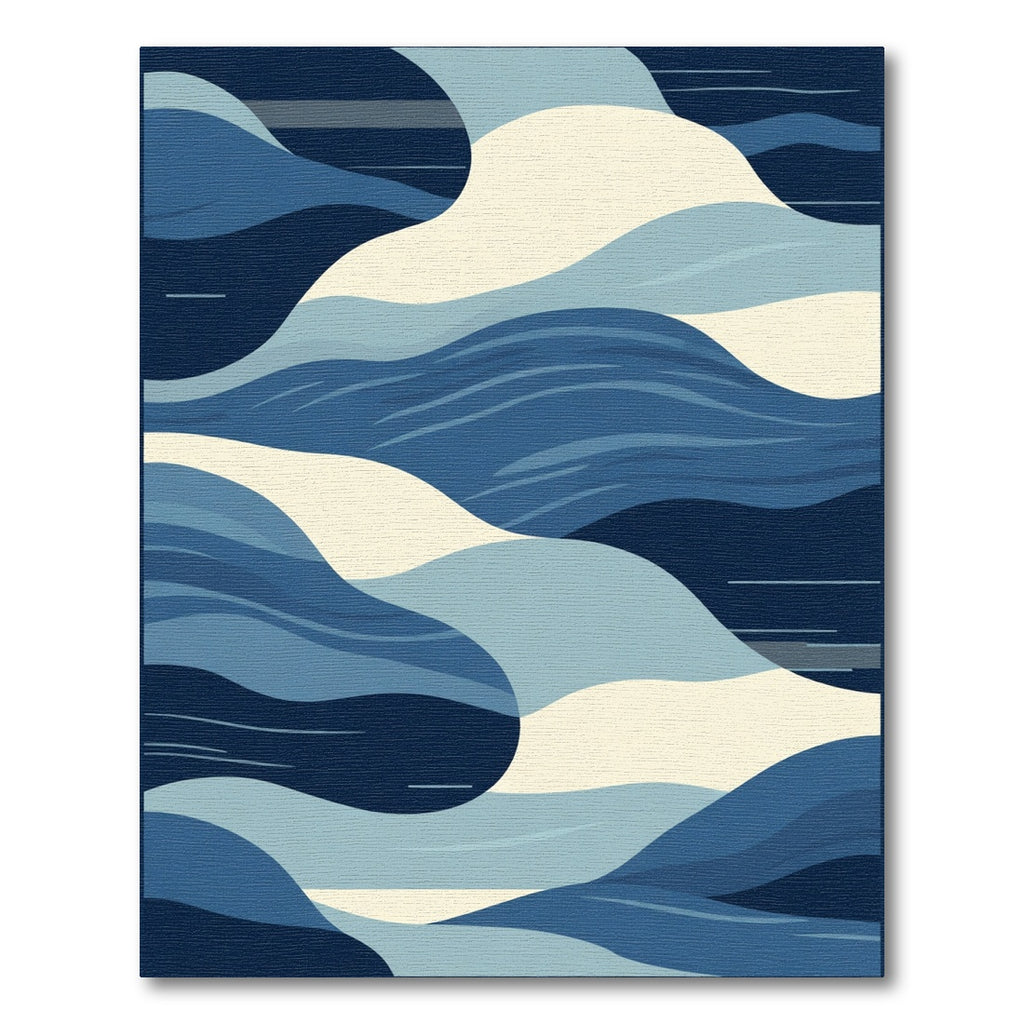 Modern Blue Wave Abstract Rug