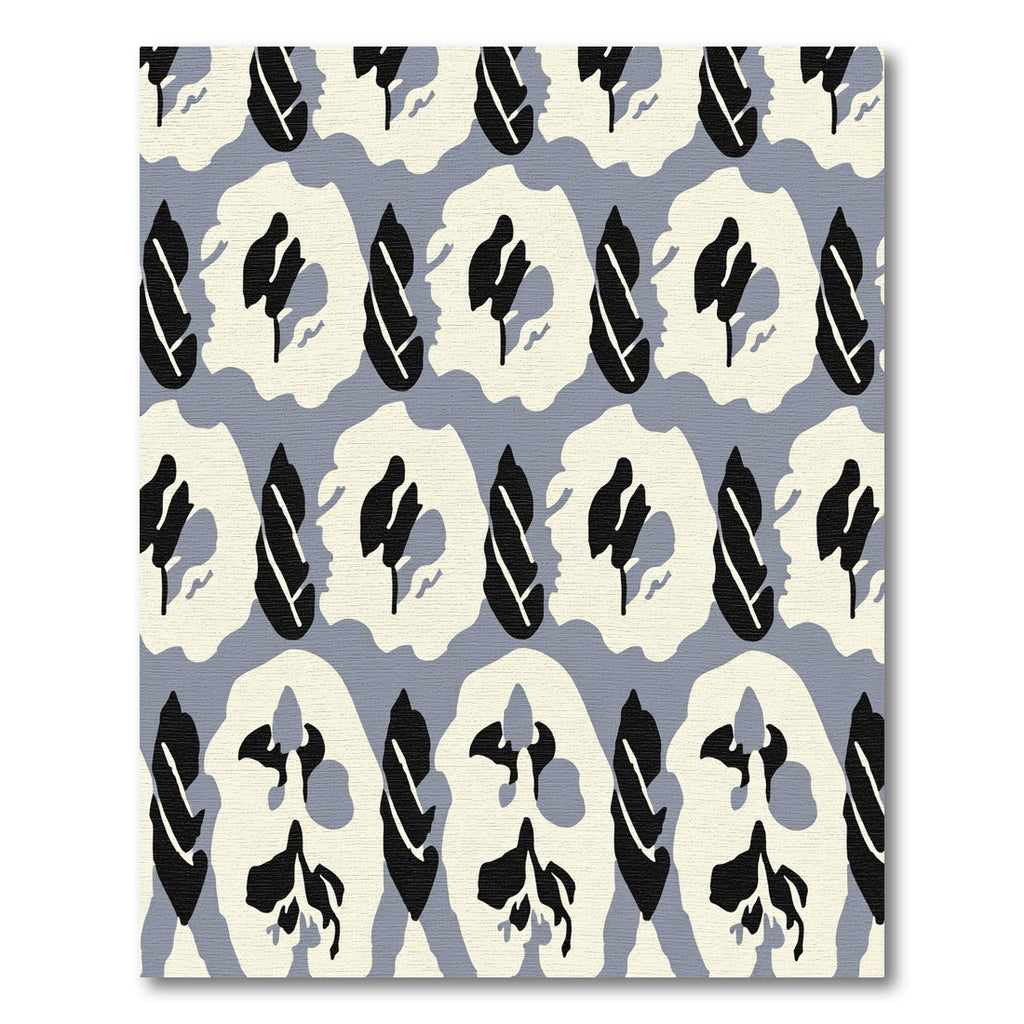 Modern Black Ivory Organic Leaf Repeat Rug