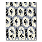 Modern Black Ivory Organic Leaf Repeat Rug