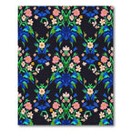 Vibrant Blue Floral Symmetry Garden Runner Rug