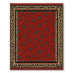 Crimson Medieval Coin Medallion Border Rug