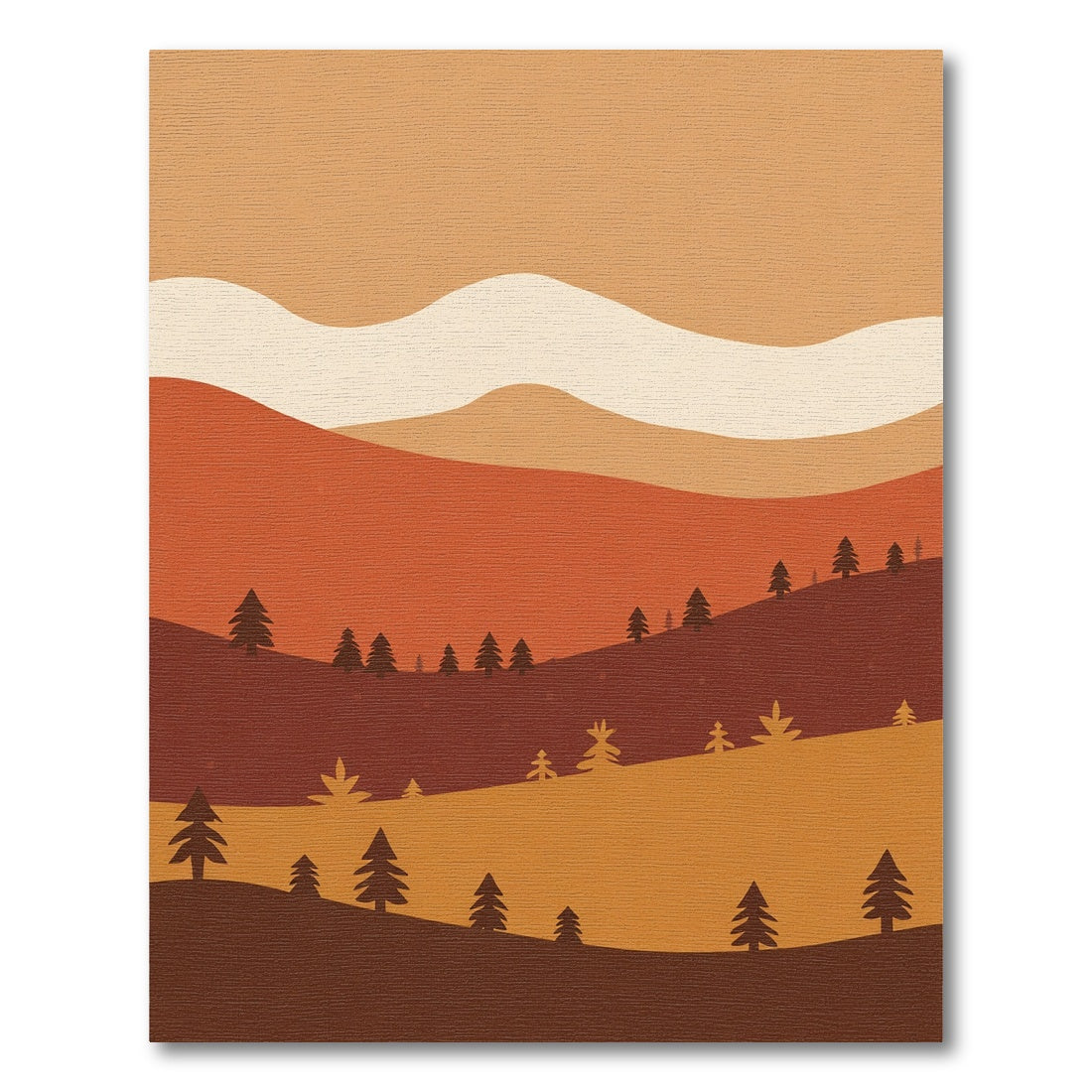 Warm Earthy Tones Mountain Scene Rug