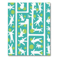 Teal White Rabbit Garden Scene Rug