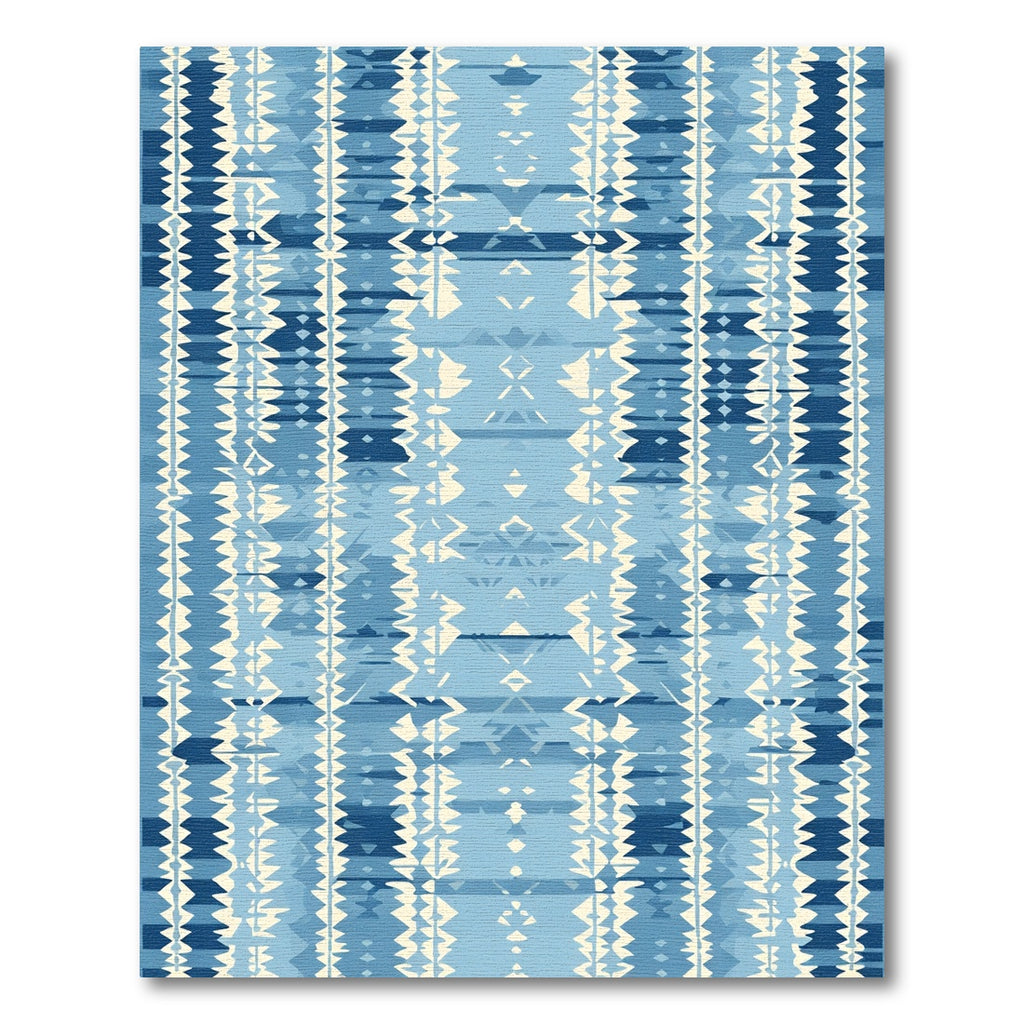 Abstract Indigo Blue Jagged Stripes Rug
