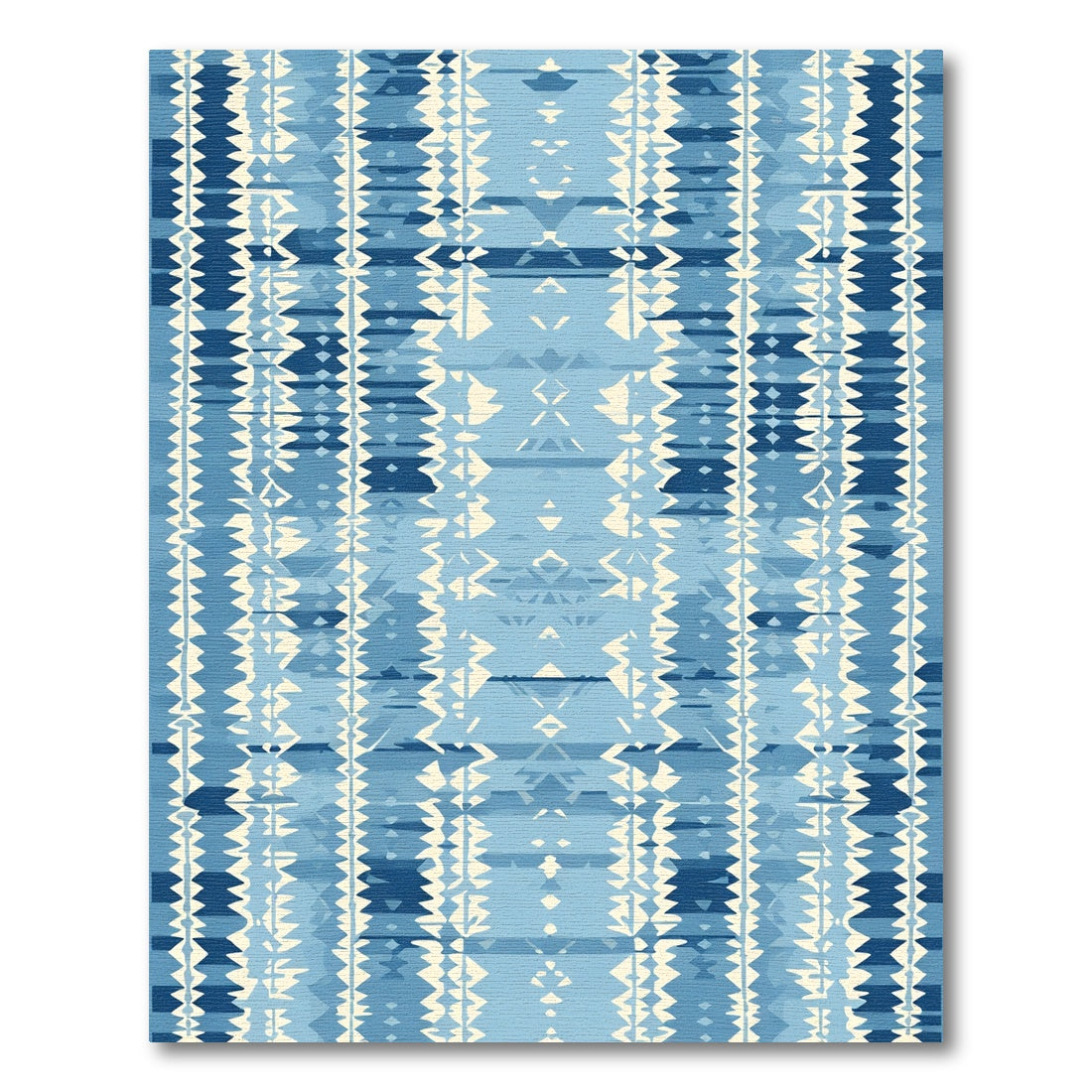 Abstract Indigo Blue Jagged Stripes Rug