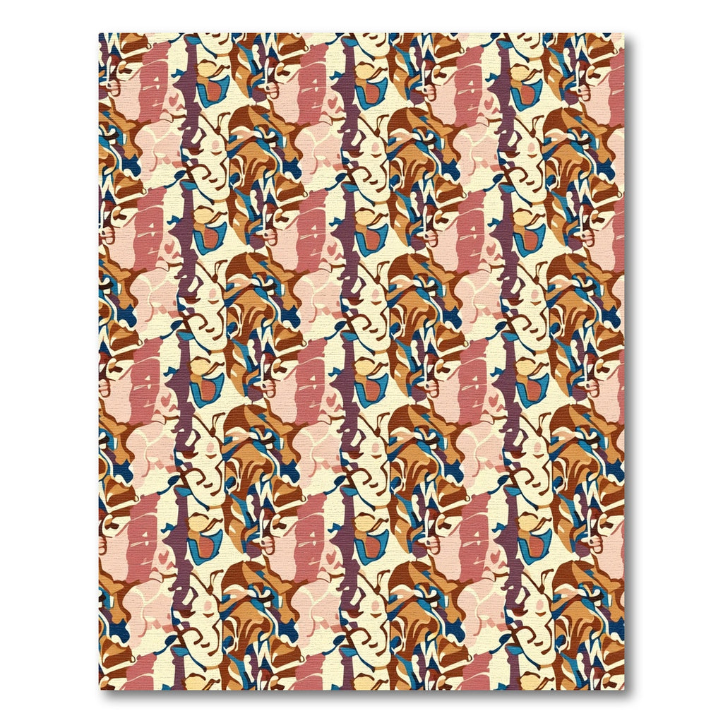 Abstract Face Collage Earthy Tones Rug