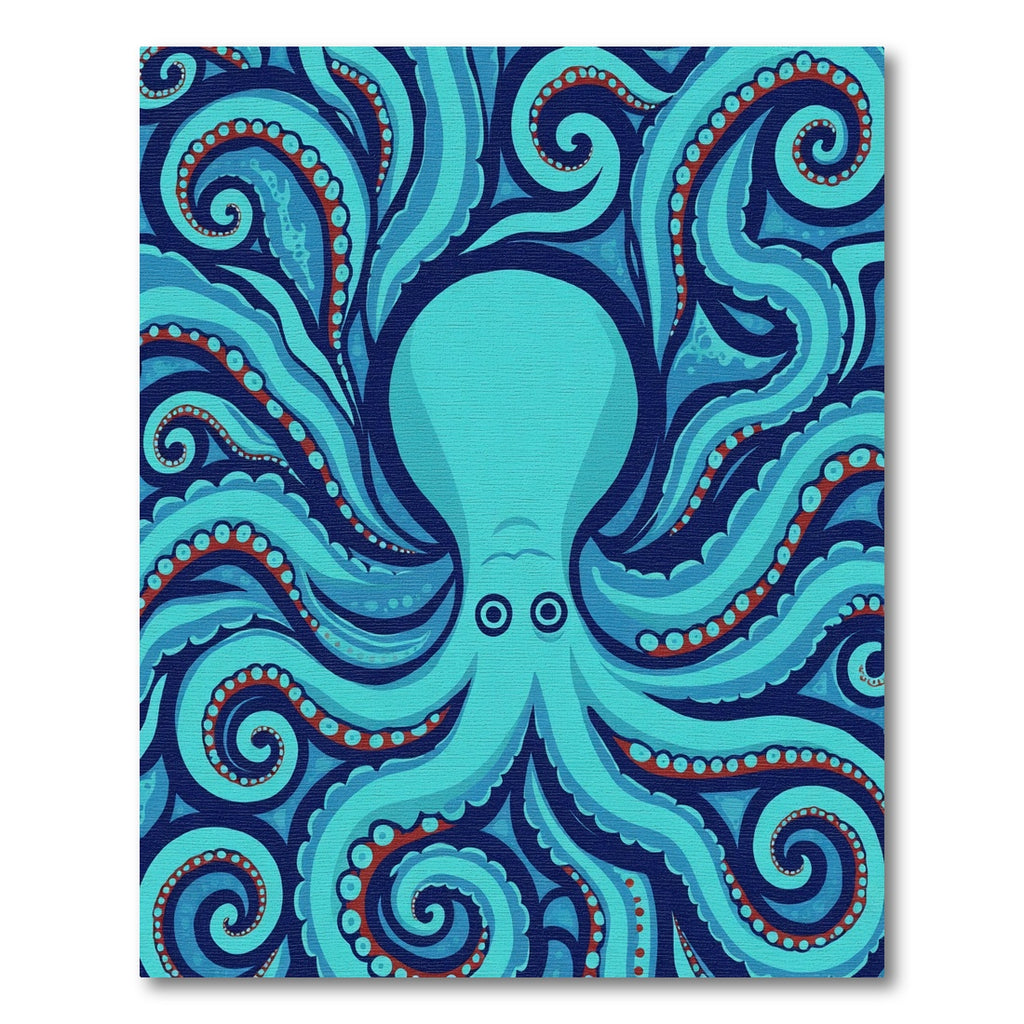 Aqua Blue Octopus Tentacle Swirl Rug