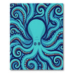 Aqua Blue Octopus Tentacle Swirl Rug