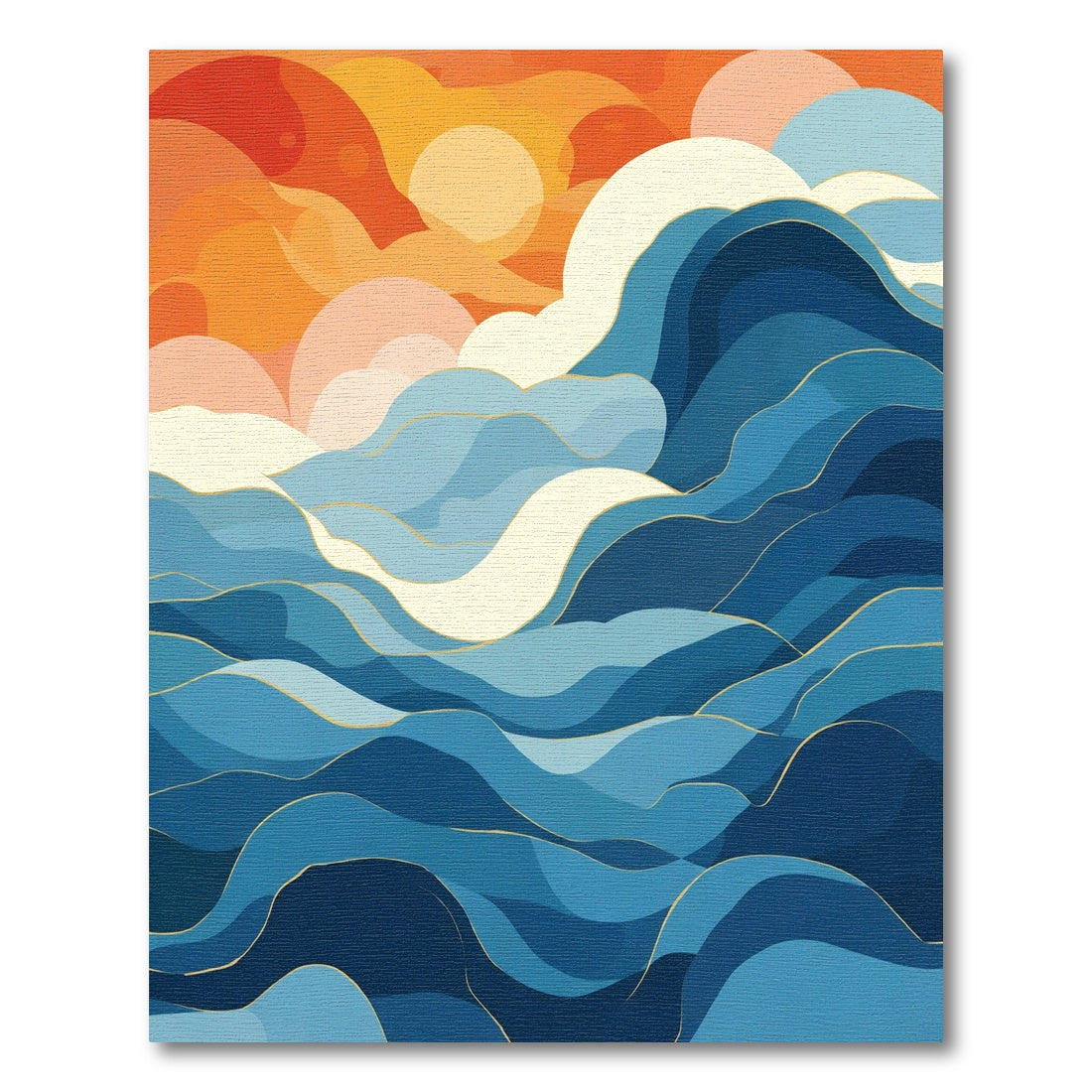 Blue and Orange Sunset Wave Rug