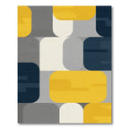 Mid-Century Block Yellow Gray Navy Rug