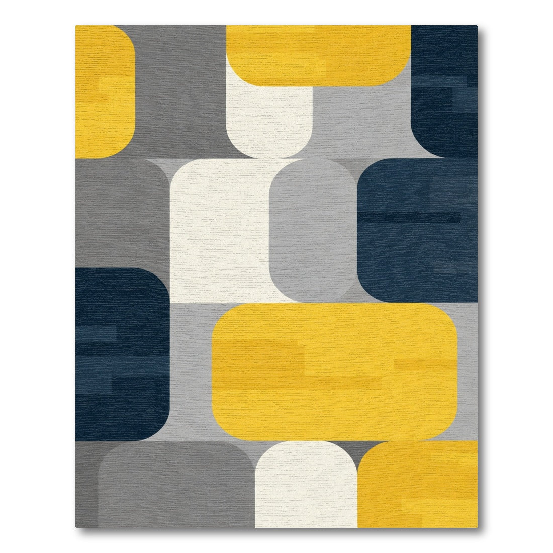 Mid-Century Block Yellow Gray Navy Rug
