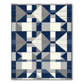 Deep Blue Geometric Blocks Rug