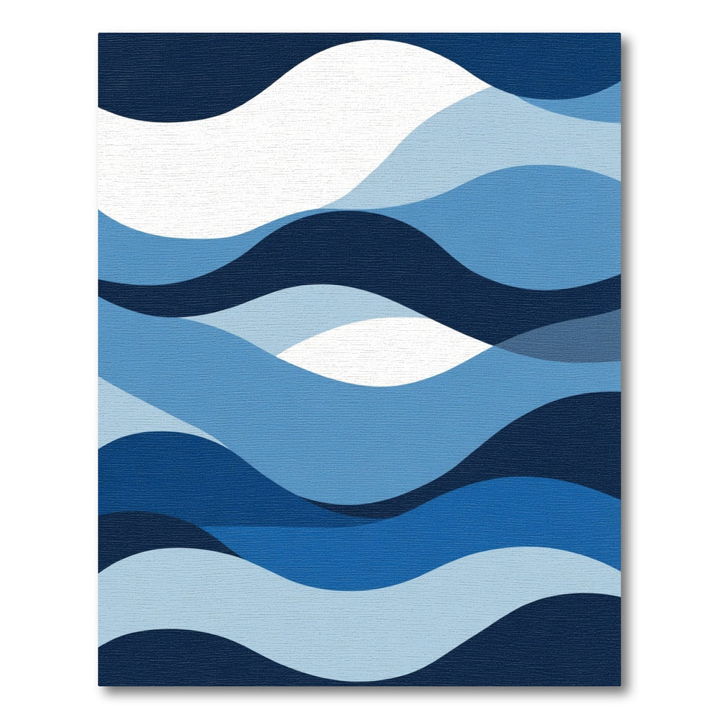 Deep Blue Flowing Waves Rug