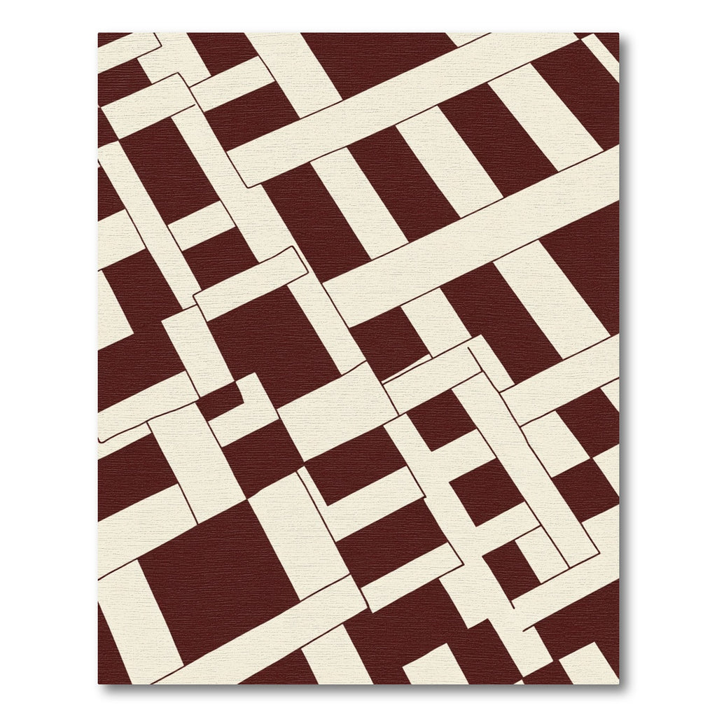Deep Red Interlocking Geometric Blocks Rug