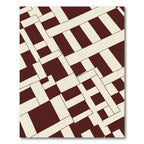 Deep Red Interlocking Geometric Blocks Rug