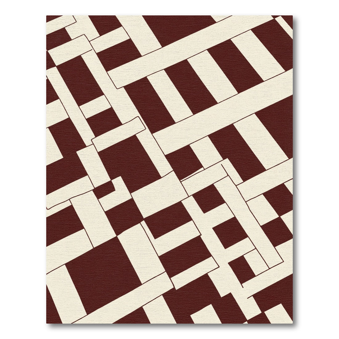 Deep Red Interlocking Geometric Blocks Rug