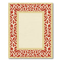 Crimson Abstract Border Cream Gold Frame Rug