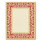 Crimson Abstract Border Cream Gold Frame Rug