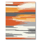 Modern Abstract Orange Gray Stripes Rug