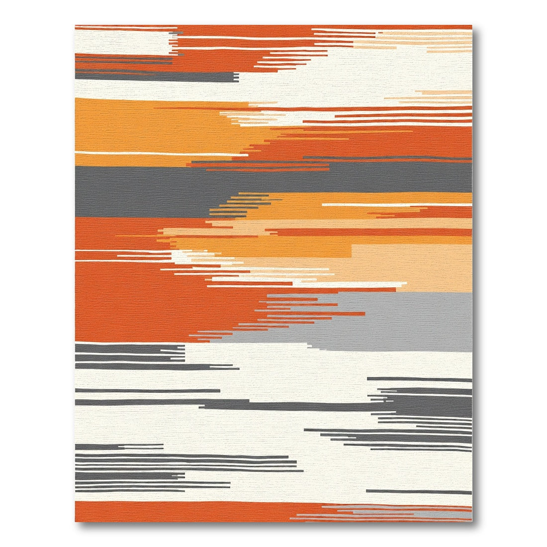 Modern Abstract Orange Gray Stripes Rug