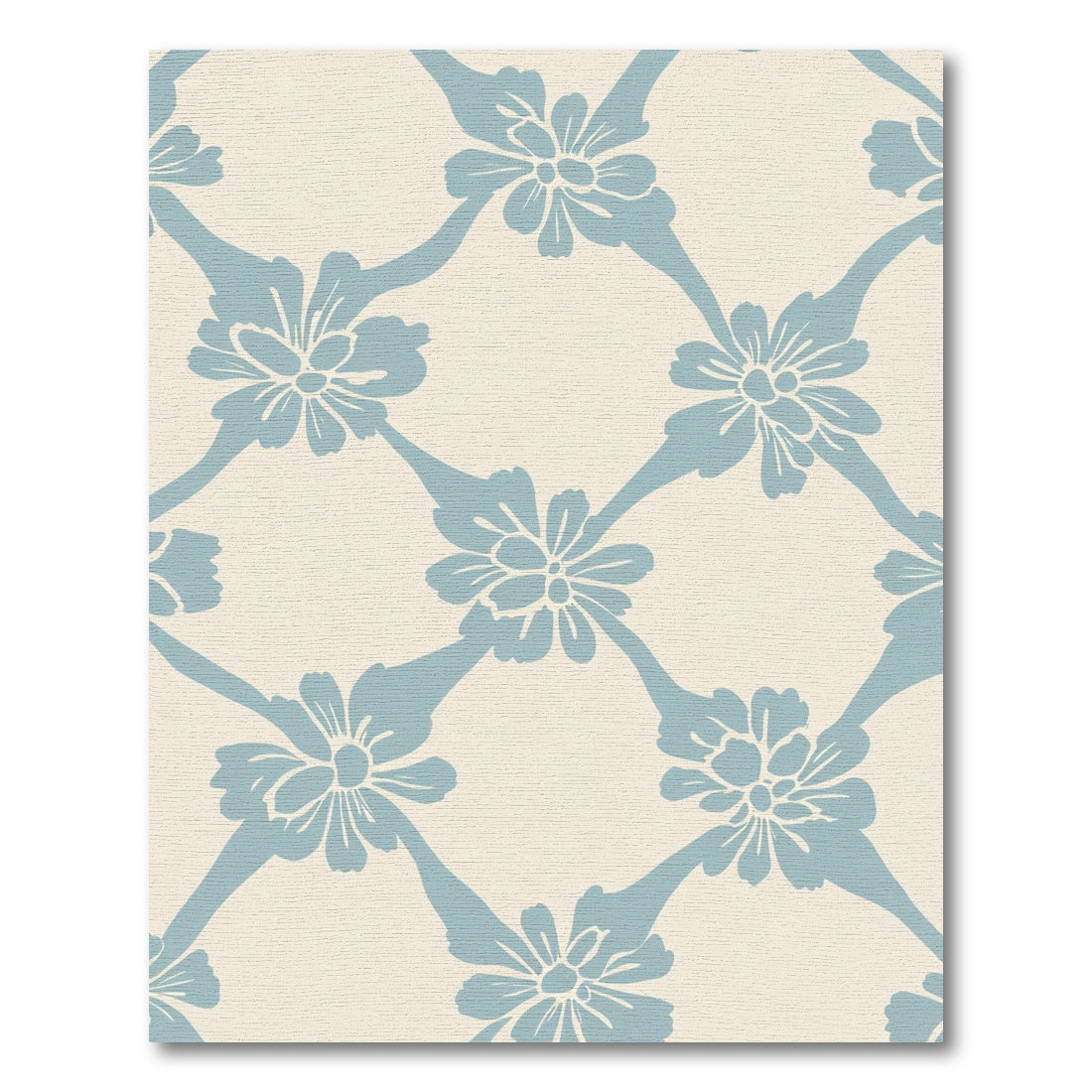 Vintage Blue Floral Lattice Rug