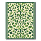 Green Leafy Vines Mandala Rug
