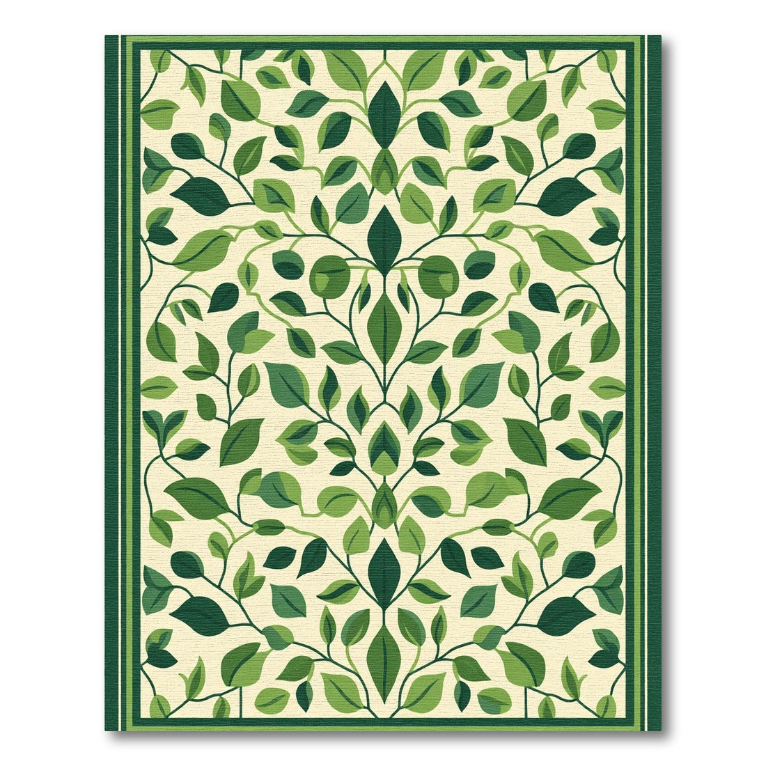 Green Leafy Vines Mandala Rug