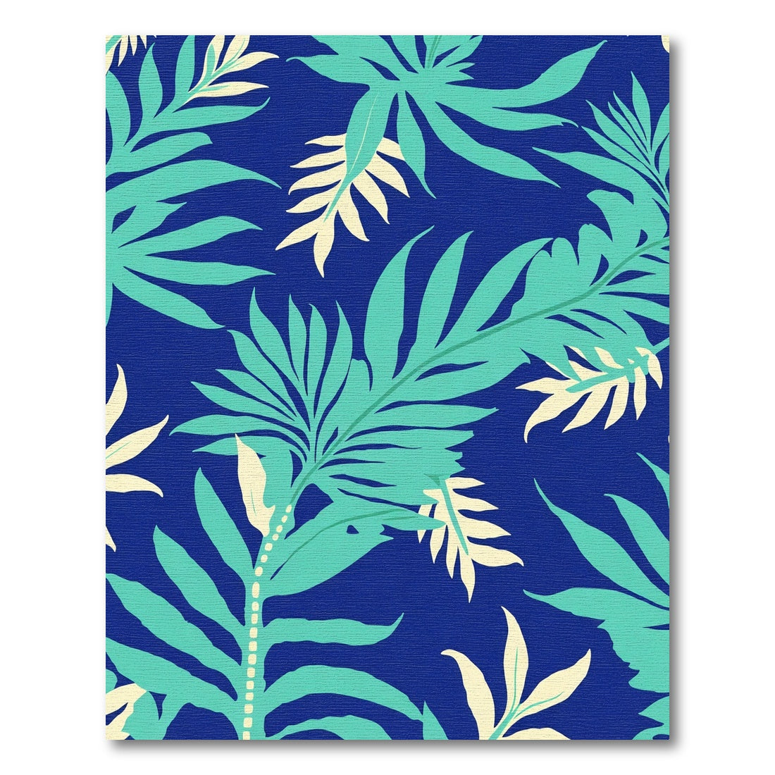 Aqua Teal Foliage Royal Blue Accent Rug