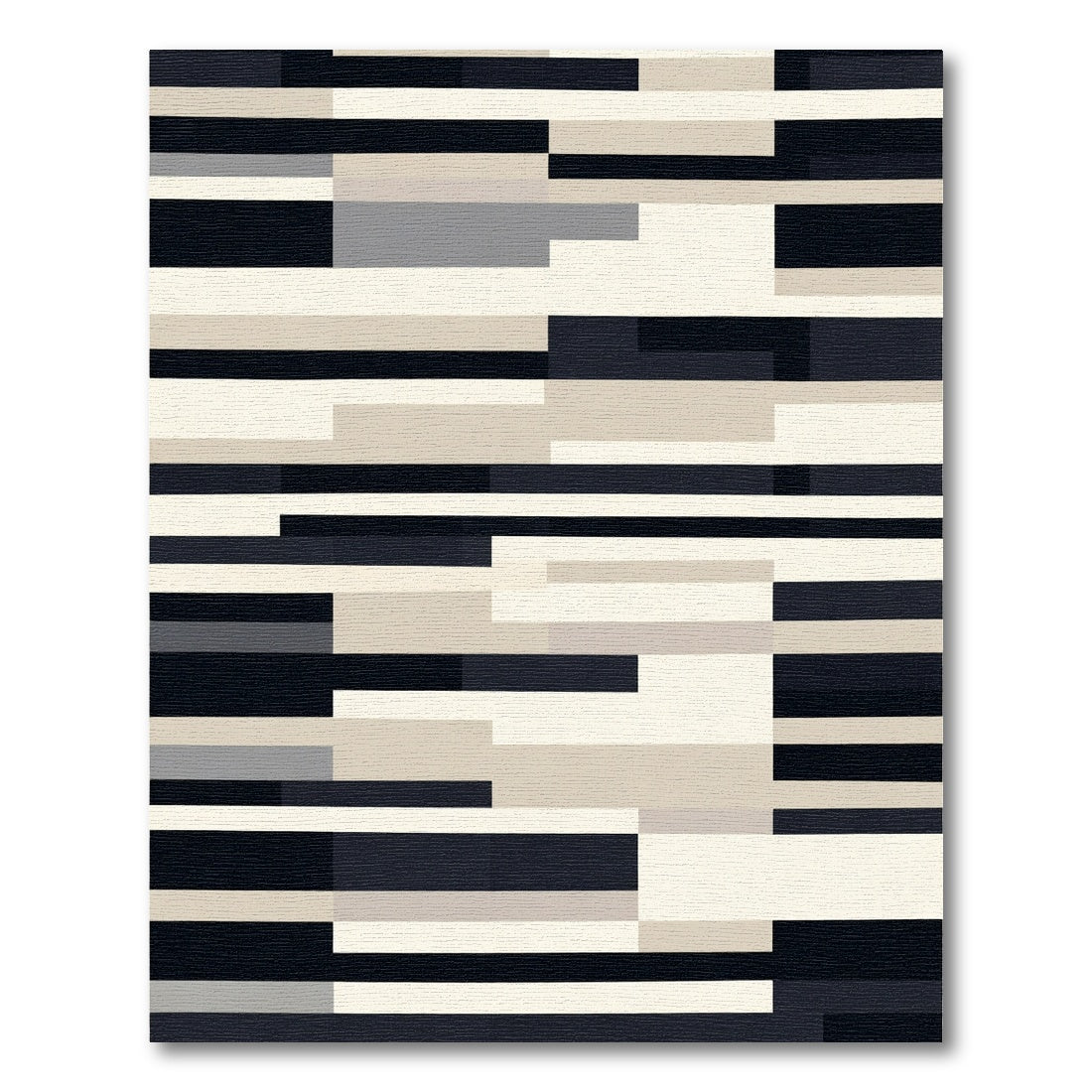 Modern Geometric Block Stripe Rug