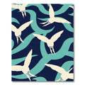 Cream Seagulls On Teal Wave Background Rug