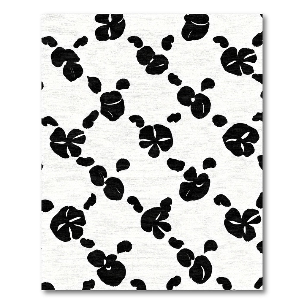 Black White Floral Scatter Rug