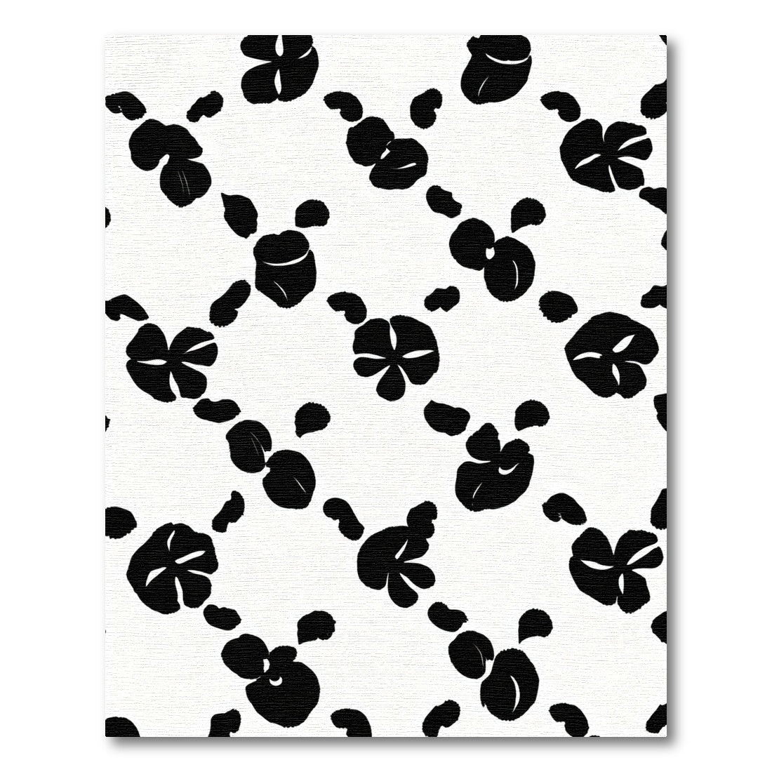 Black White Floral Scatter Rug