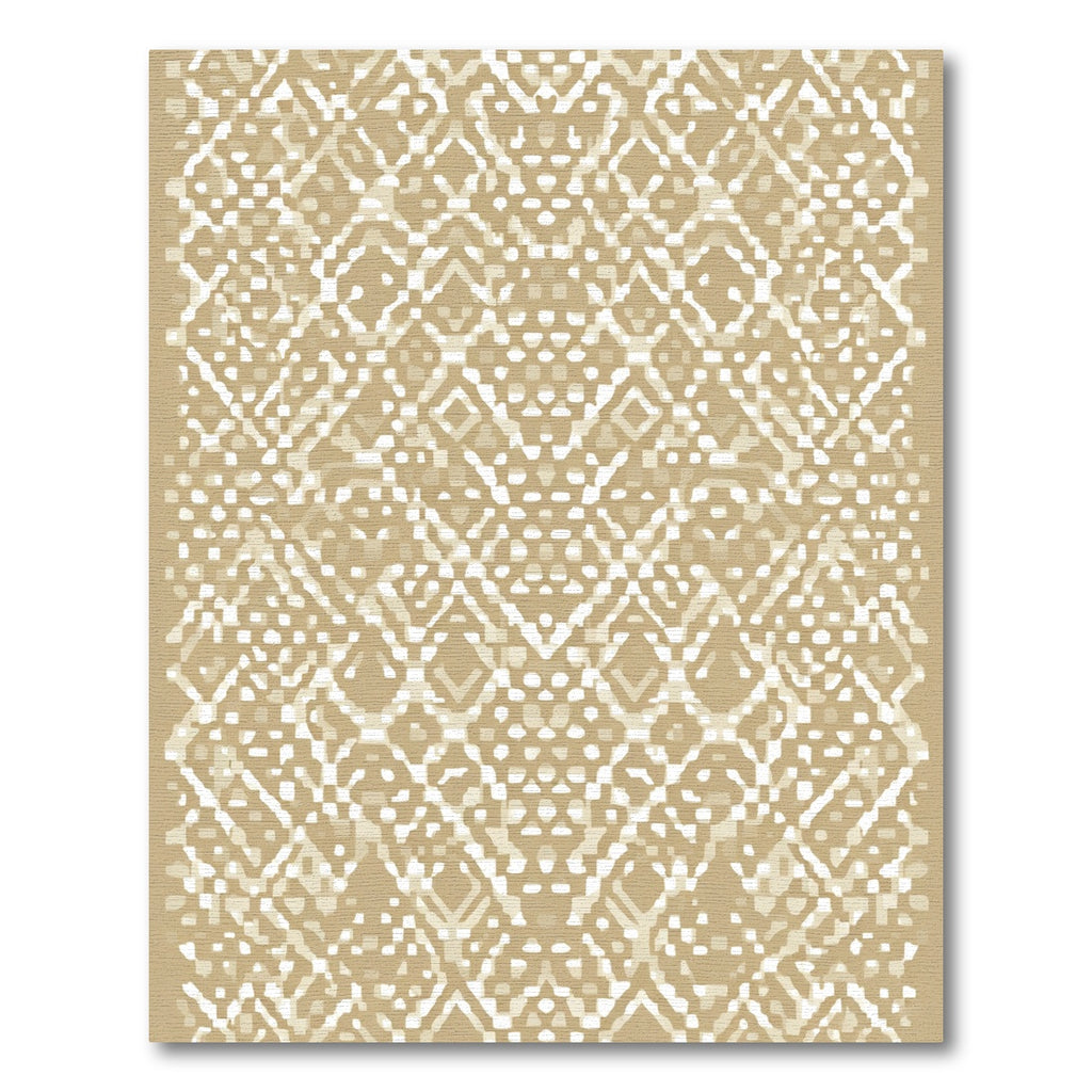 Gold and White Geometric Diamond Medallion Rug