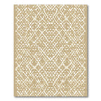 Gold and White Geometric Diamond Medallion Rug